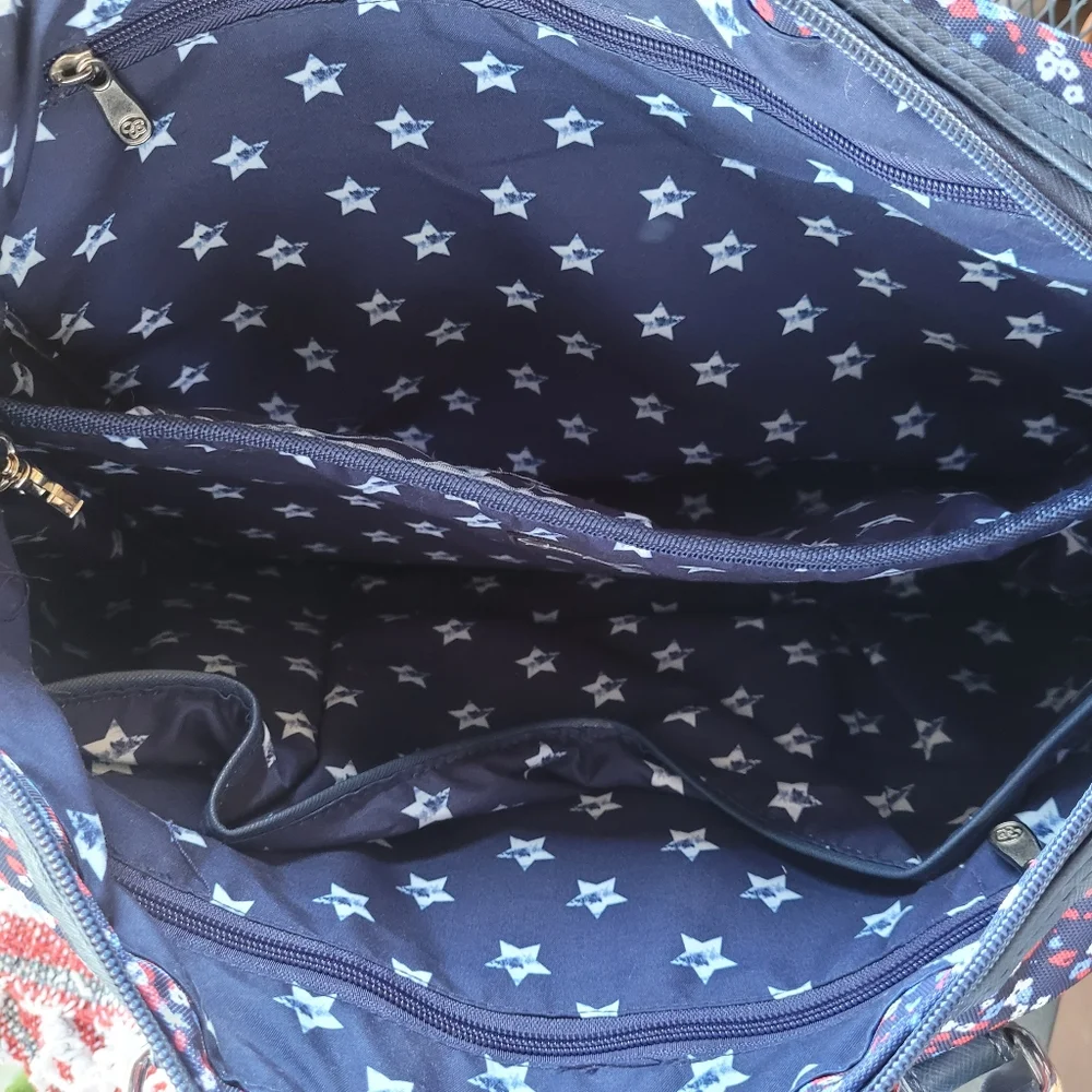 Jessica Simpson Large Travel Laptop Tote Bag Blue Mini Floral Motif  16 x 20 x 6 - Picture 16 of 16